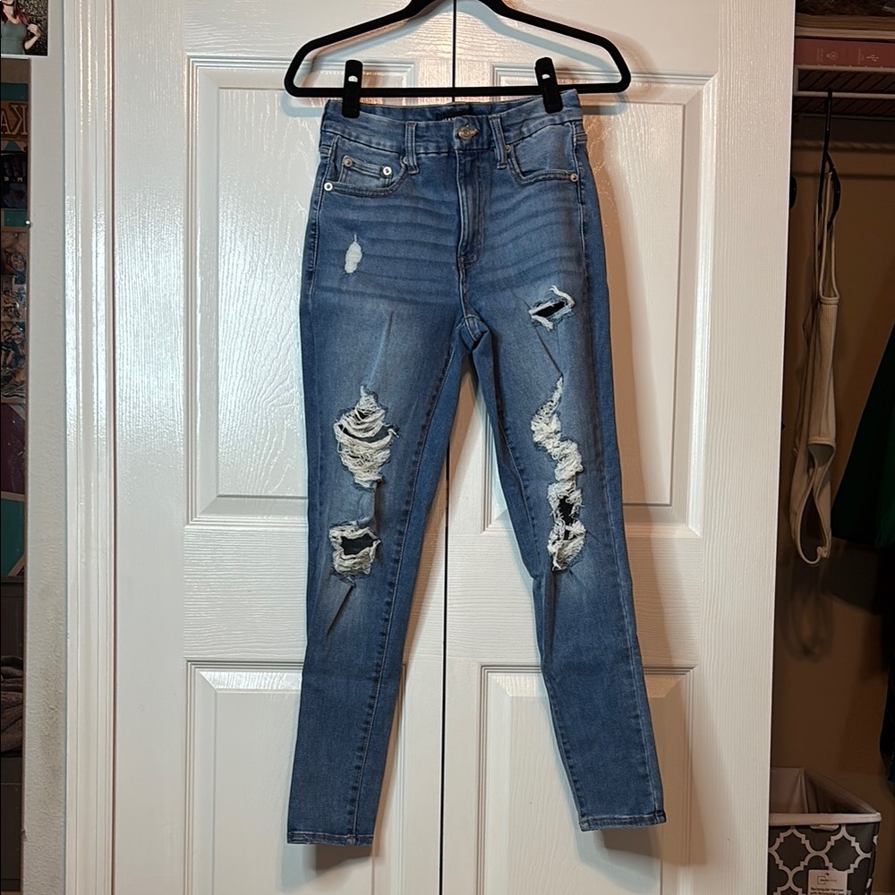 Distressed Blue Skinny Jeans